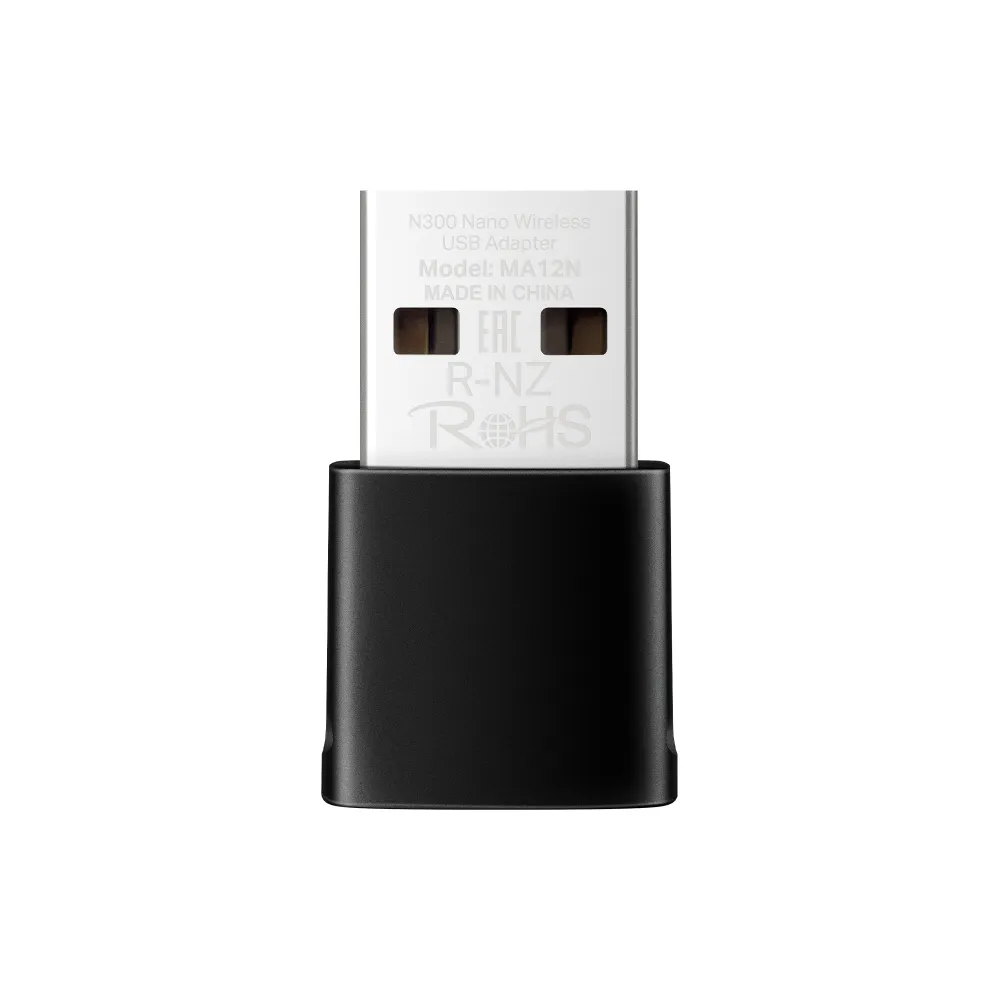 Adaptador Inalámbrico, USB MERCUSYS MA12N, Nano, Inalámbrico, Wi-Fi N300, 2.4 GHz, Plug & Play, AC-13152 SKU: MA12N