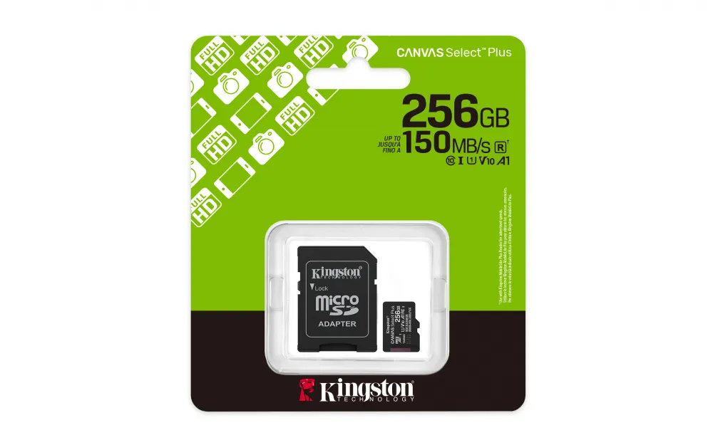 Memoria Flash Kingston Canvas Select Plus Gen3, 256GB MicroSD UHS-I Clase 10, con Adaptador SKU: SDCS3/256GB