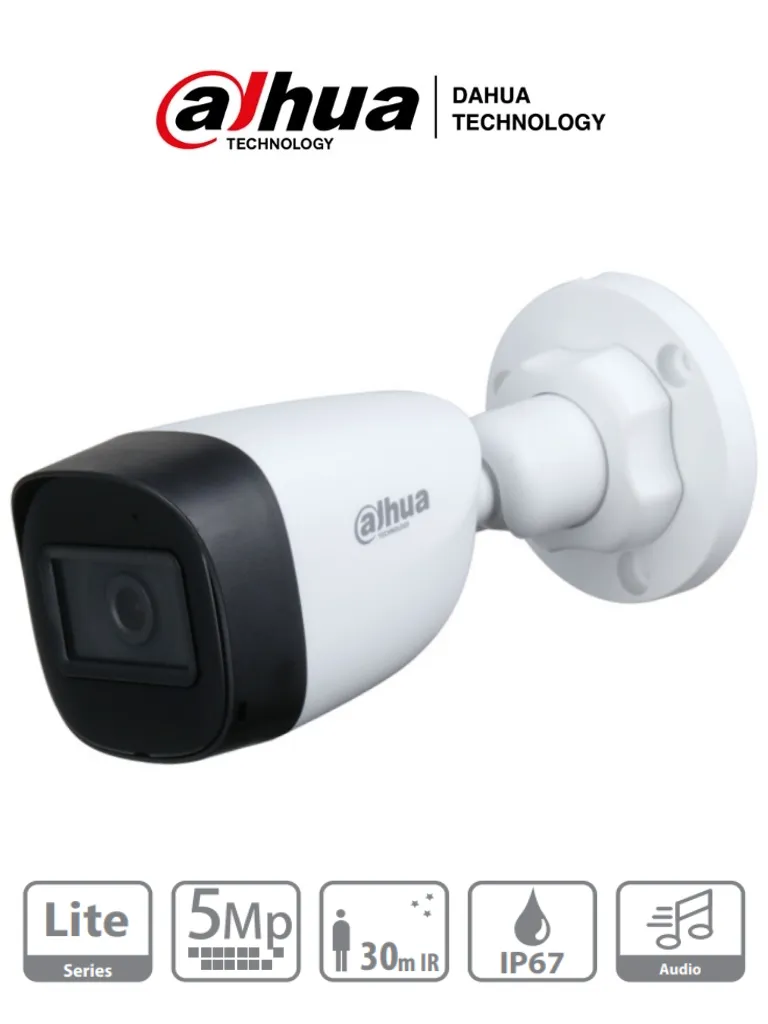 Cámara Dahua Cooper HAC-HFW1500CN-A, Bullet, 5MP, Lente 2.8MM, IR 30 MTS, Microfono, STARLIGHT IP67 SKU: DHT0290035