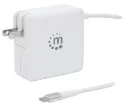 Manhattan Cargador de Pared Universal, 60W, USB C, 1x USB A, Blanco SKU: 180245