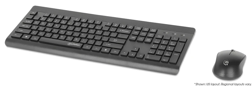 [180771] Kit de Teclado y Mouse Manhattan 180771, Inalámbrico, RF Inalámbrico, Negro, Español SKU: 180771