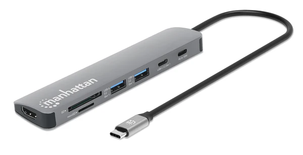 Docking Manhattan Hub USB-C - HDMI, USB-A 2.0, USB-C, 7 en 1, 5 Gbit/s SKU: 190442