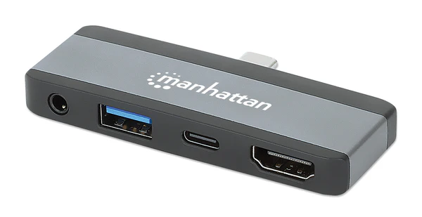 [190404] Manhattan Docking Station 190404 USB C, 1x USB, 1x USB C PD, 1x HDMI, 1x 3.5mm, Gris SKU: 190404