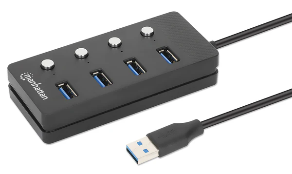[180887] Manhattan Multipuertos Hub 4 puertos Tipo-A USB-A - USB-A 3.1, 5 Gbit/s 1.5 Metros de Cable SKU: 180887