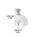 Bolsa con 20 grapas blancas de 6 mm para cable redondo Volteck GCU-6B SKU: 48272