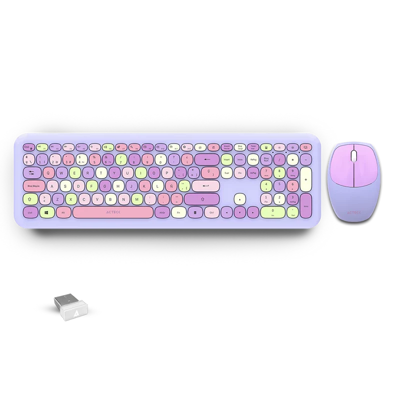 Kit de Teclado y Mouse Acteck Creator Chic Colors MK475, Inalámbrico, USB, Morado KB-956 SKU: AC-935173
