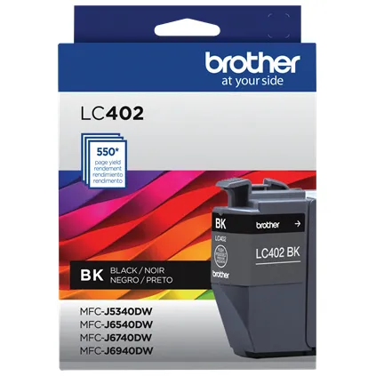 LC402BK Negro Original Cartucho de Tinta LC402BK Brother MFC-J5340DW, MFC-J6540DW, MFC-J6740DW, MFC-J6940DW Alto Rendimiento, 550 Páginas SKU: LC402BK