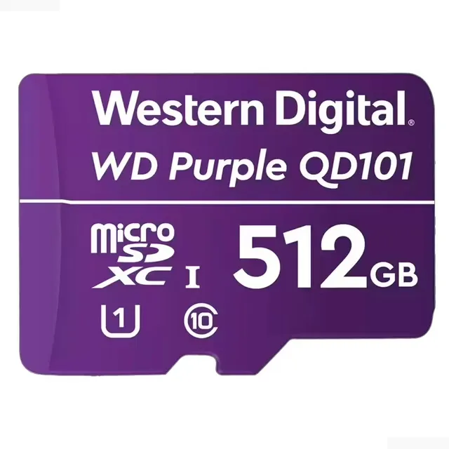 Memoria Flash Western Digital WD Purple SC QD101, 512GB MicroSDXC Clase 10 Para Cámaras IP de Videovigilancia RAM-3505 SKU: WDD512G1P0C