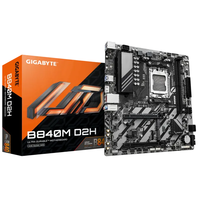 Tarjeta Madre Gigabyte B840M D2H, 7ma, 8va, 9na Generación, S-AM5, Micro-ATX, AMD B840, 128GB DDR5, HDMI para AMD SKU: B840M D2H
