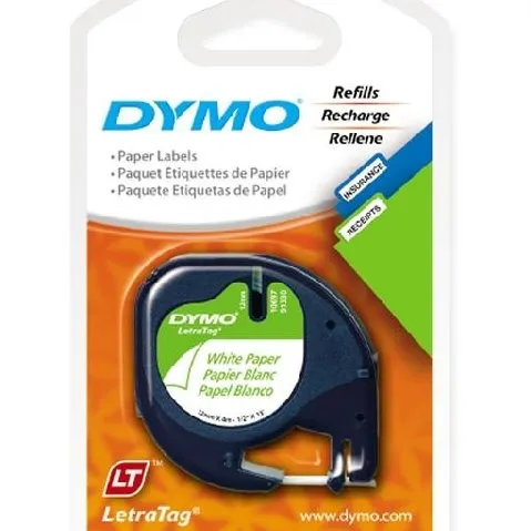 [DYM-10697] Cinta Dymo LetraTag Blanco, 12mm x 4m, 2 Piezas SKU: DYM-10697