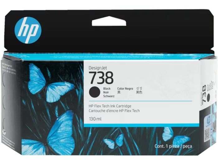 HP 738 Negro Original Cartucho de Tinta HP738 HP DesignJet T850, DesignJet T950 130ml SKU: 498N4A