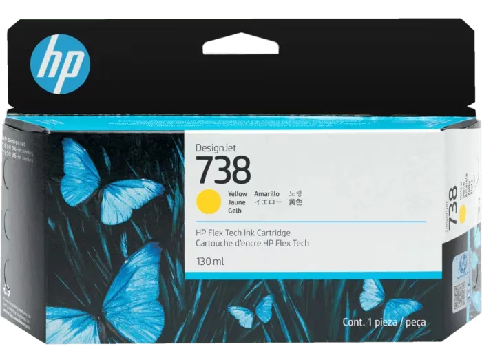 HP 738 Amarillo Original Cartucho de Tinta HP738 HP DesignJet T850, DesignJet T950 130ml SKU: 498N7A