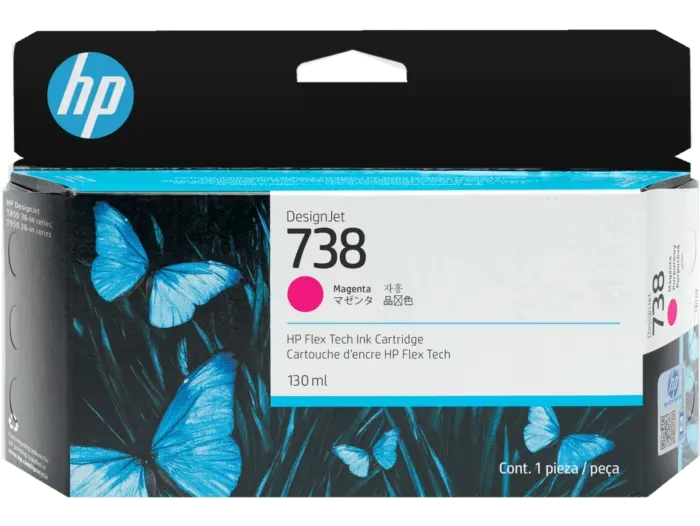 HP 738 Magenta Original Cartucho de Tinta HP738 HP DesignJet T850, DesignJet T950 130ml SKU: 498N6A