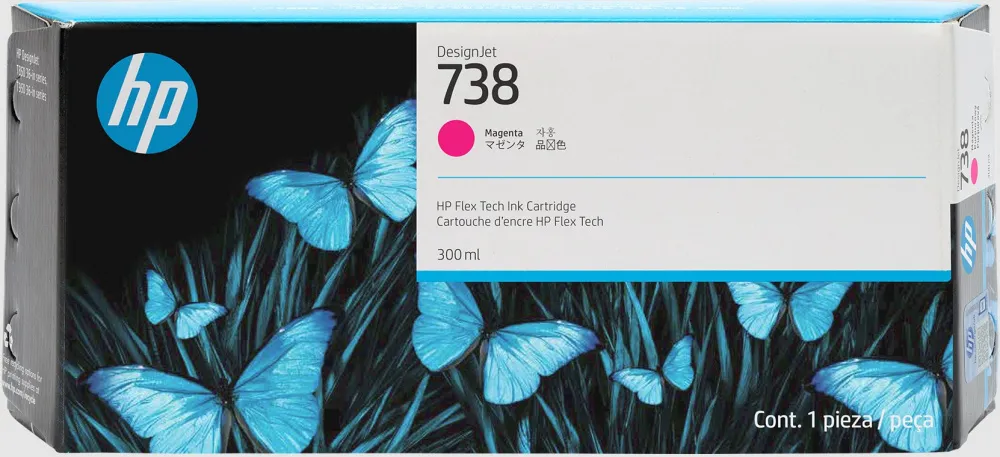 HP 738 Amarillo Original Cartucho de Tinta HP738 HP DesignJet T850, DesignJet T950 300ml SKU: 676M8A