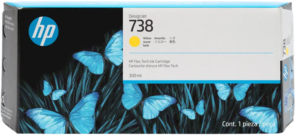 HP 738 Cian Original Cartucho de Tinta HP738 HP DesignJet T850, DesignJet T950 300ml SKU: 676M6A