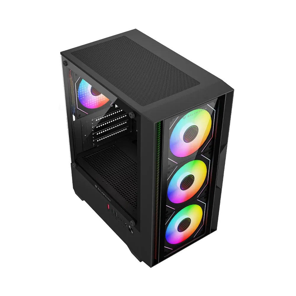Gabinete Balam Rush Nitrox Edge Pro Crystal 4900C, Mini-Tower, Micro-ATX/Mini-ITX, USB 2.0/3.0, sin Fuente, 3 Ventiladores Instalados, Negro, CS-1173 SKU: BR-943888