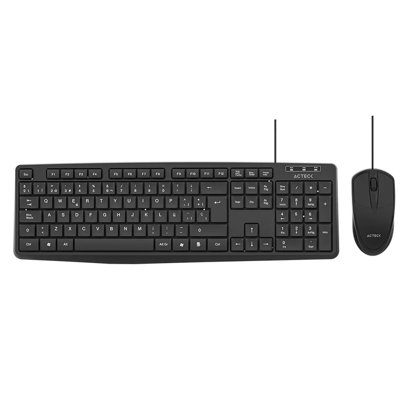 Kit de Teclado y Mouse Acteck MK210, AC-928984, Alámbrico, USB, Negro, 1000 DPI, 105 Teclas, KB-812 SKU: AC-928984