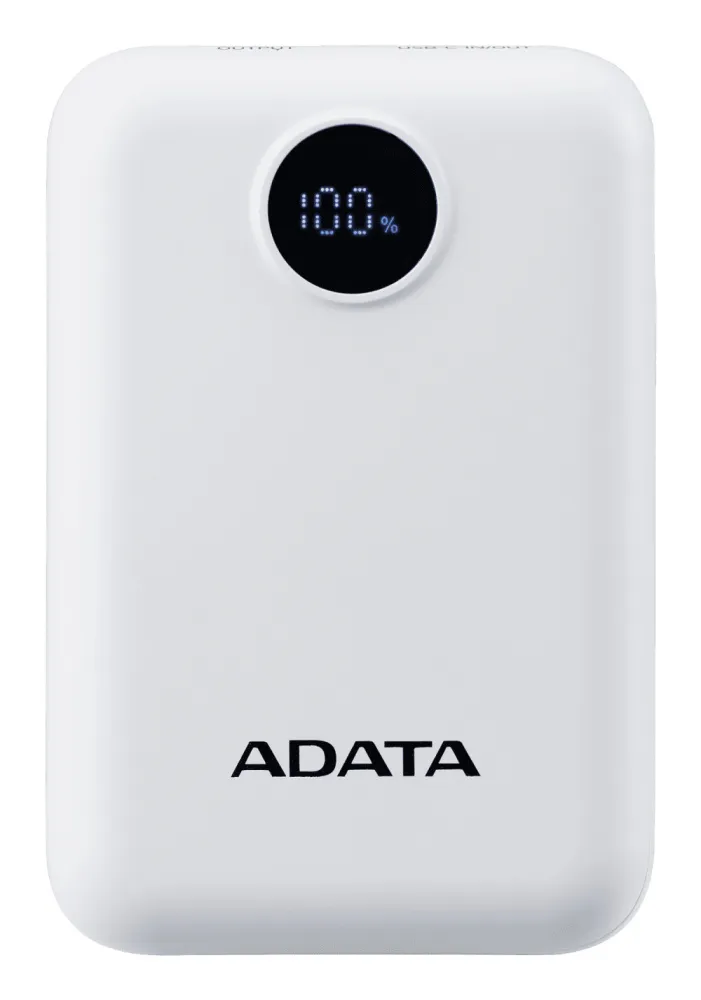 [PC10022-12WH] Cargador Portátil Adata Power Bank C10022, 10,000mAh, Blanco, BATDAT530 SKU: PC10022-12WH