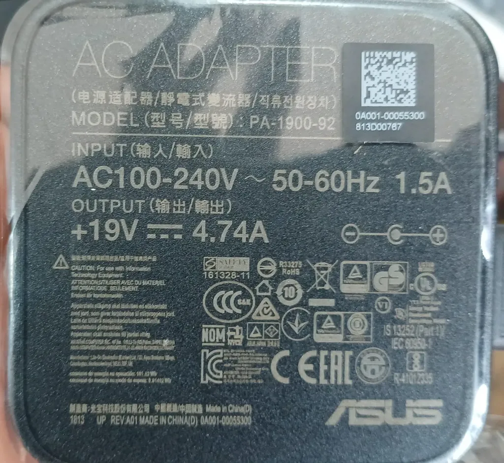 Adaptador de Corriente 65W 19V-4.74A Acer 1.5A SKU: PA-1900-92