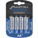Pilas Recargables Mitzu MP-4XAA700 (Tamaño AA), Baterías de Níquel-Cadmio (Ni-Cd) de 1.2 Volts, Capacidad de 700 mAh (Uso en dispositivos de bajo consumo), Blíster con 4 Piezas, MIT-PIL-4XAA700 SKU: MP-4XAA700