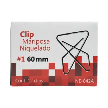 [NE-042A] Clip Nextep Mariposa Niquelado #1 60mm 12 Clips SKU: NE-042A