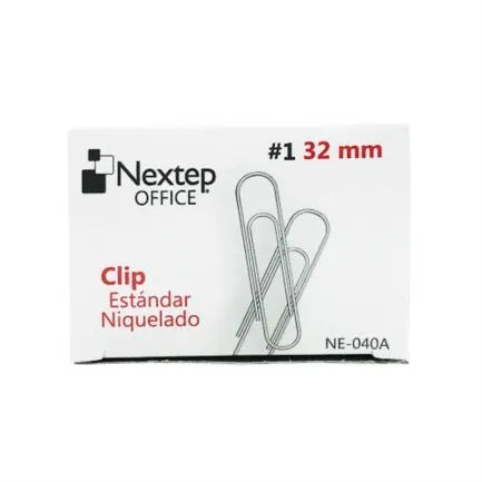 Clip Nextep Estándar Niquelado #1 32mm C/10 100 Clips c/u SKU: NE-040A