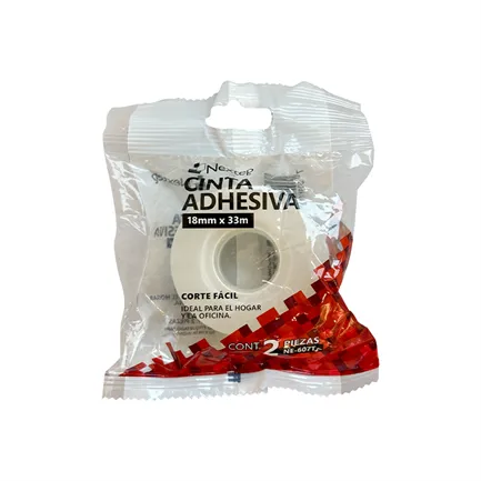 Cinta Adhesiva Nextep Corte Facil 18mm x 33mts Bolsa c/2 Piezas SKU: NE-607T