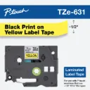 Cinta Brother TZE6321 Negro en Amarillo, 12mm x 8m sin extra fuerte, CARBRT1020 SKU: TZE631