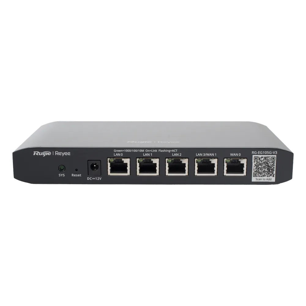Ruijie Router Balanceador 5 x RJ-45, Alámbrico, con Función SD-WAN, Hasta 2 Servicios de Internet y hasta 100 clientes con desempeño de 600 Mbps  SKU: RG-EG105G-V3