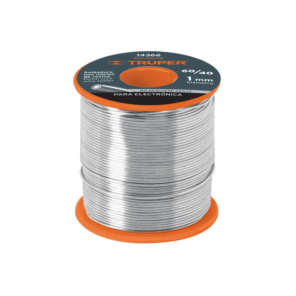 Soldadura con núcleo resina 60/40, para electrónica, 450 g Truper SOL-60/40 SKU: 14366