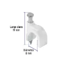 Bolsa con 20 grapas blancas de 8 mm para cable redondo Volteck GCU-8B SKU: 48273