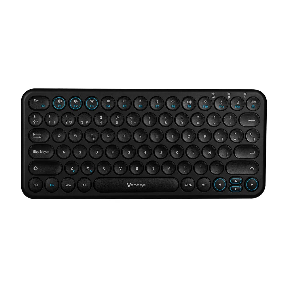Teclado Vorago KBW-400, Inalámbrico Recargable, Puerto de Carga Tipo C, Receptor USB, Negro (Español) SKU: KBW-400