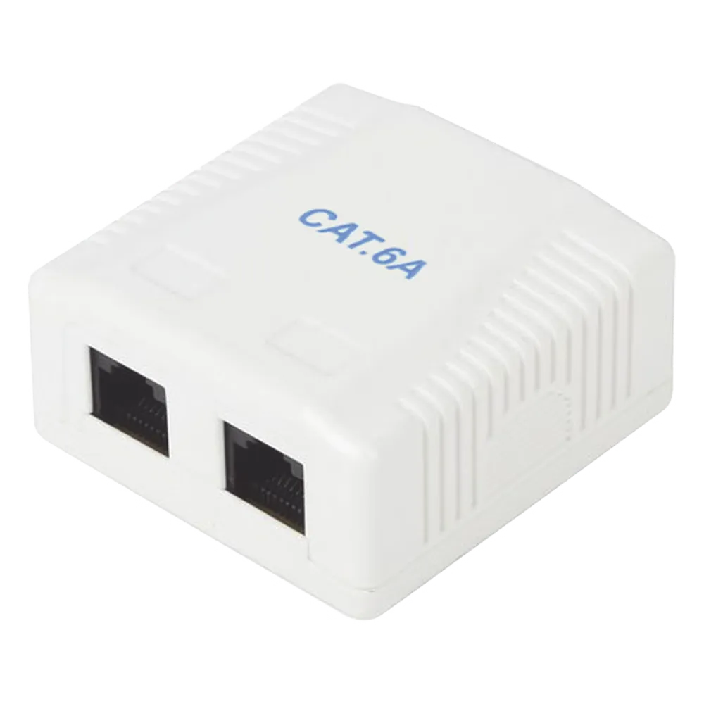 [LP-WP-39-C6A] LinkedPRO Roseta Caja para Pared LP-WP-39-C6A, 2 Puertos, Blanco - incluye 2 Jacks Cat6a SKU: LP-WP-39-C6A