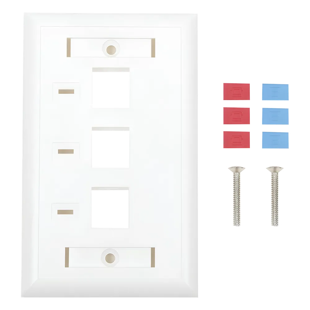 LinkedPRO Placa de Pared, de 3 Puertos, Keystone, con Espacio para Etiqueta - Color Blanco, Faceplate SKU: LP-FP-23