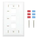 LinkedPRO Placa de Pared, de 3 Puertos, Keystone, con Espacio para Etiqueta - Color Blanco, Faceplate SKU: LP-FP-23