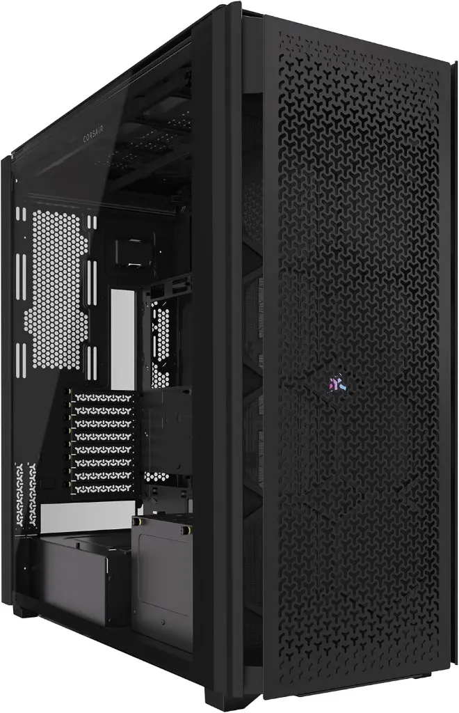 [9000D] Corsair 9000D RGB Airflow Chasis para PC Supertorre Amplio Interior Montaje de Ventiladores InfiniRail™ – Sin Ventiladores Incluidos, iCUE Link System Hub Incluido, Color Negro SKU: 9000D