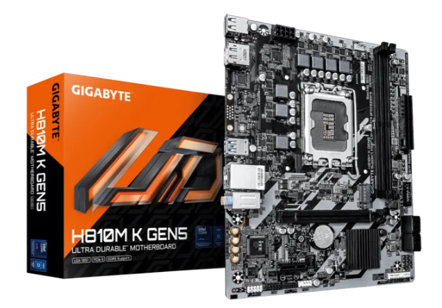 Tarjeta Madre Gigabyte H810M K GEN5, Micro-ATX, LGA 1851, Intel H810, 128GB DDR5, HDMI/DP para Intel, MB-1516 SKU: H810M K GEN5