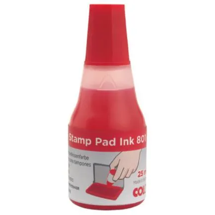 [801R] Tinta para Sellos Barrilito Tipo Gotero para Cojín 25ml Color Rojo SKU: 801R