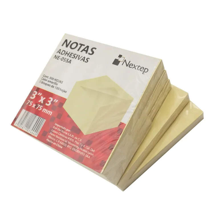 [NE-055A] Notas Adhesivas Nextep 3x3 Amarillo 5 Bloques 500 Hojas SKU: NE-055A