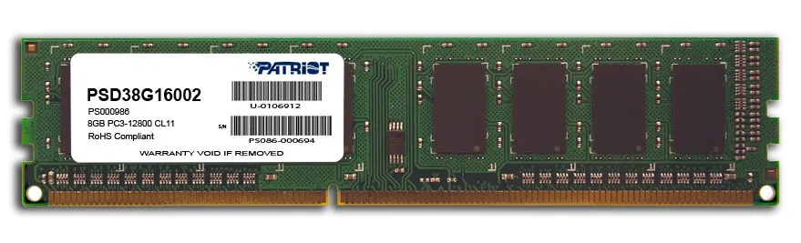 [PSD38G16002] Memoria RAM UDIMM Patriot Signature Line DDR3, 1600MHz, 8GB, CL11, Verde 1.5V SKU: PSD38G16002