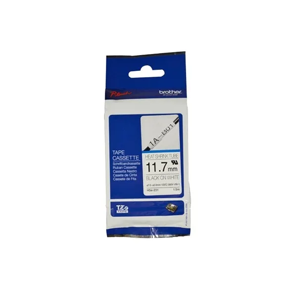 Cinta Brother HSE-231 Negro sobre Blanco, 1.17cm x 1.5m SKU: HSE231