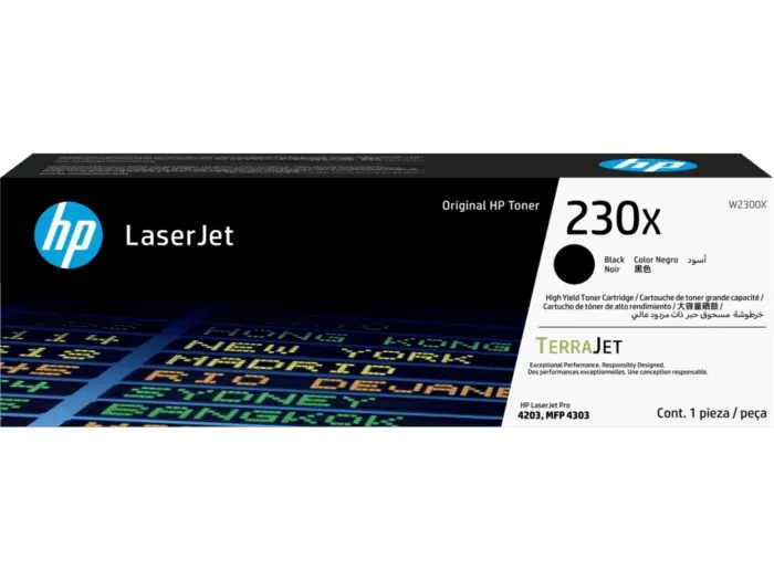 W2300X Negro Original Toner 230X HP Color LaserJet Pro 4201dn,dw, 4203cdn,dw, 4303dw,fdn 4301dw 7,500 Páginas SKU: W2300X