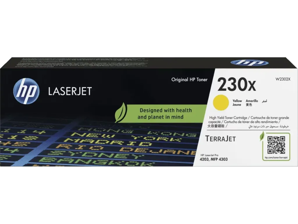 [W2302X] W2302X Amarillo Original Toner 230X HP Color LaserJet Pro 4201dn,dw, 4203cdn,dw, 4303dw,fdn 4301dw 5,500 Páginas SKU: W2302X