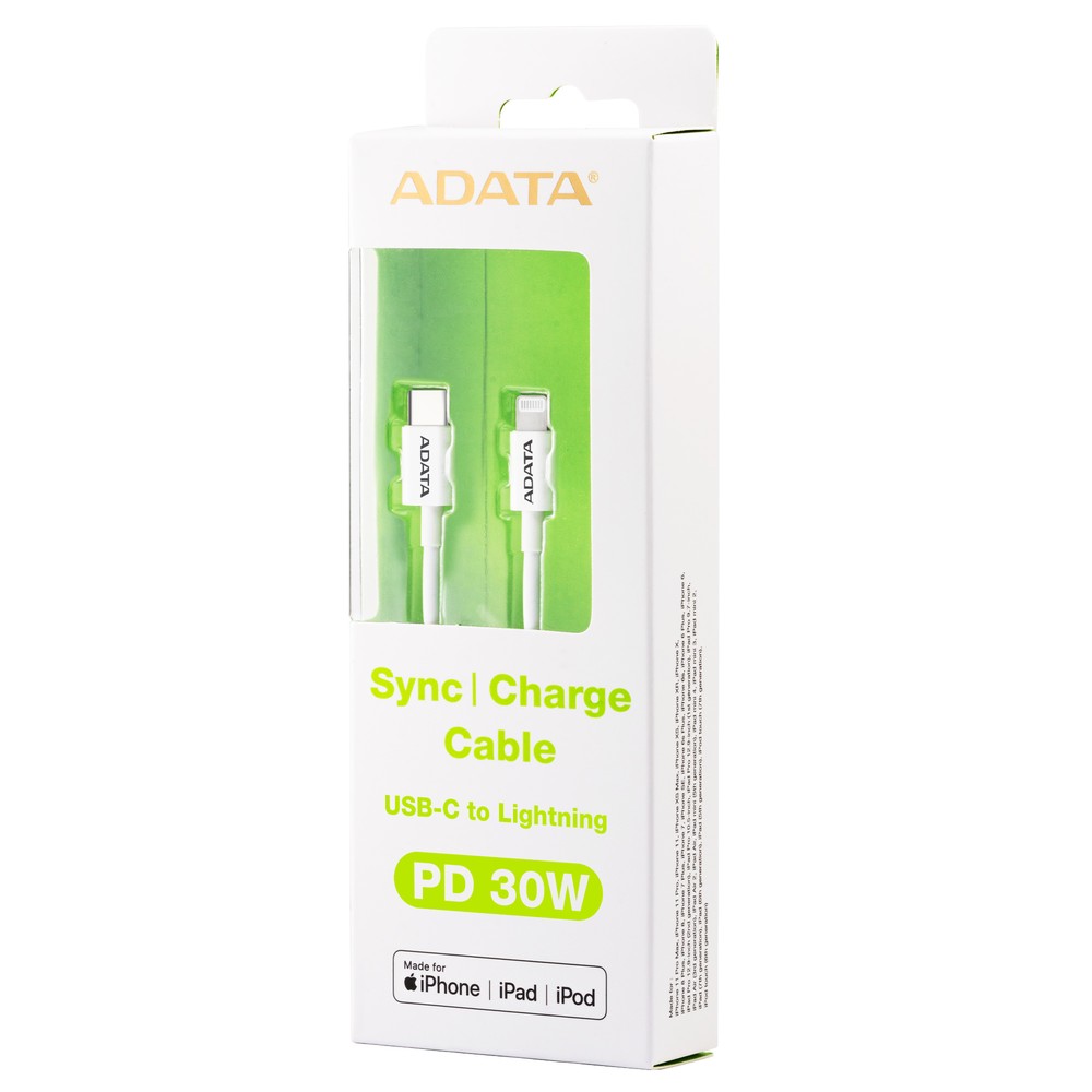 [AMFICPL-1M-CWH] Adata Cable USB-C Macho - Lightning Macho, 1 Metro, Blanco SKU: AMFICPL-1M-CWH