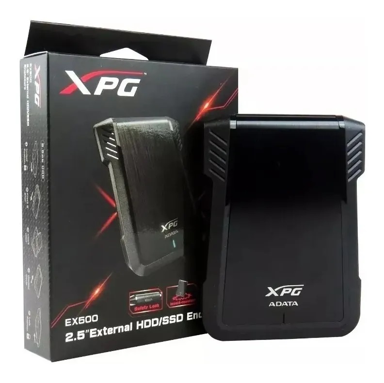 [AEX500U3-CBK] Adata Gabinete de Disco Duro EX500 2.5", XPG SATA III, USB 3.1, Negro SKU: AEX500U3-CBK