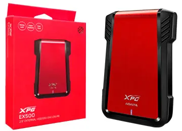 Adata Gabinete de Disco Duro EX500, 2.5'', XPG SATA III, USB 3.0, Negro/Rojo SKU: AEX500U3-CRD