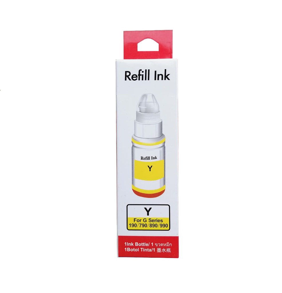 Com GI-190 Amarillo Compatible Bote de Tinta GI190 Canon, G1100, G1110, G2100, G2110, G2111, G3100, G3110, G3111, G4100, G4110, G4111 70ml 0670C001AA SKU: GI-190YCOM