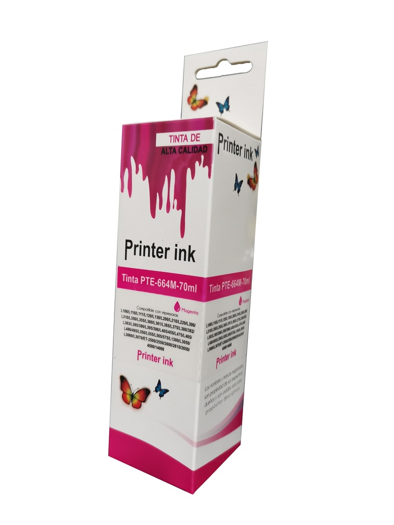 [T664320COM] Com T664320COM/T673320 Magenta Compatible Bote de Tinta Epson L110, L120, L200, L210, L220, L300, L310, L350, L355, L365, L375, L380, L395, L396, L455, L475, L495, L555, L565, L575, L1300, L850, L810, L805, L1800, L800, L1455 70ml SKU: T664320COM