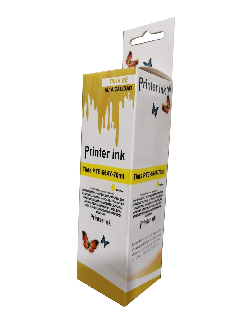 [T664420COM] Com T664420COM/T673420 Amarillo Compatible Bote de Tinta Epson L110, L120, L200, L210, L220, L300, L310, L350, L355, L365, L375, L380, L395, L396, L455, L475, L495, L555, L565, L575, L1300, L850, L810, L805, L1800, L800, L1455 70ml SKU: T664420COM