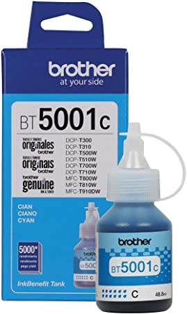 BT5001C Cian Original Bote de Tinta Brother DCP-T300, T220, T310, T500W, T510W, T520W, T700W, T710W,  T720DW,  T800W, T810W, T910DW, T920DW, T4500DW, HL-T4000DW, DCPT420W, DCPT426W 5000 Pag. SKU: BT5001C